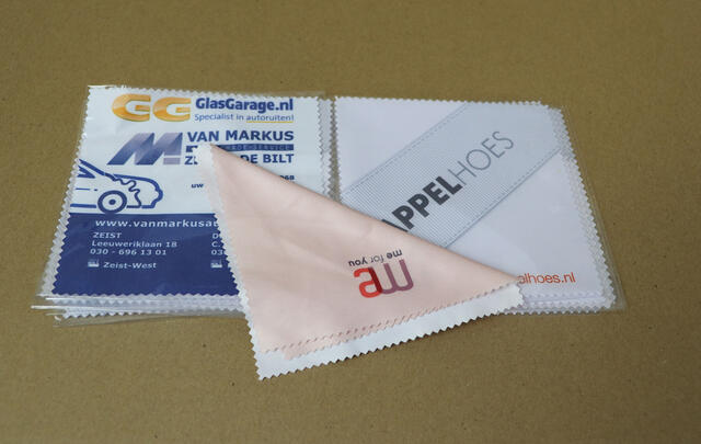 Small microfiber glasses cleaning cloth with custom print image